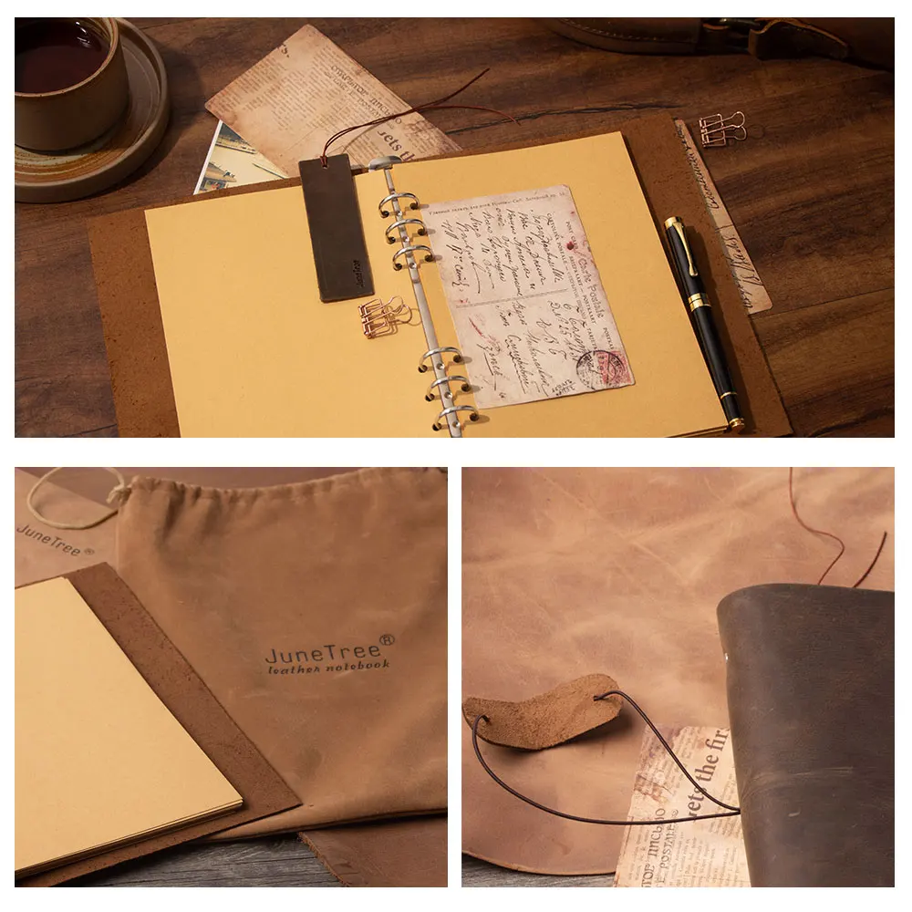 Classic Leather Rings Binder Notebook A5 Personal Genuine Leather Cover Journal Diary Sketchbook Planner Stationery 2