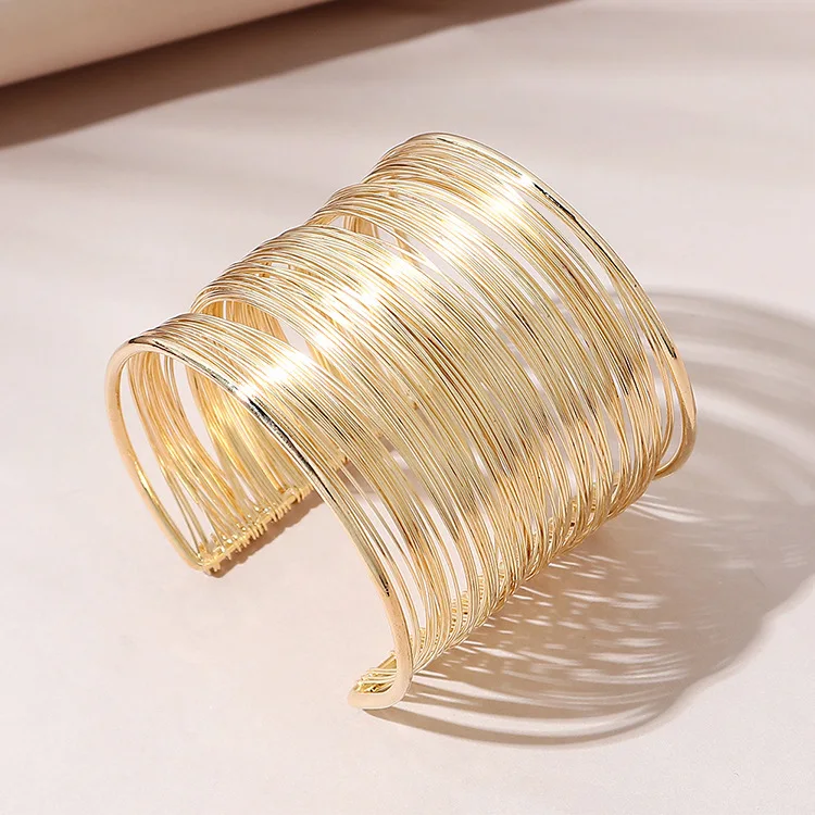Exaggerated Wire Mesh Open Wide Bracelet Small Fashion Net Red Metal Bracelet for Women