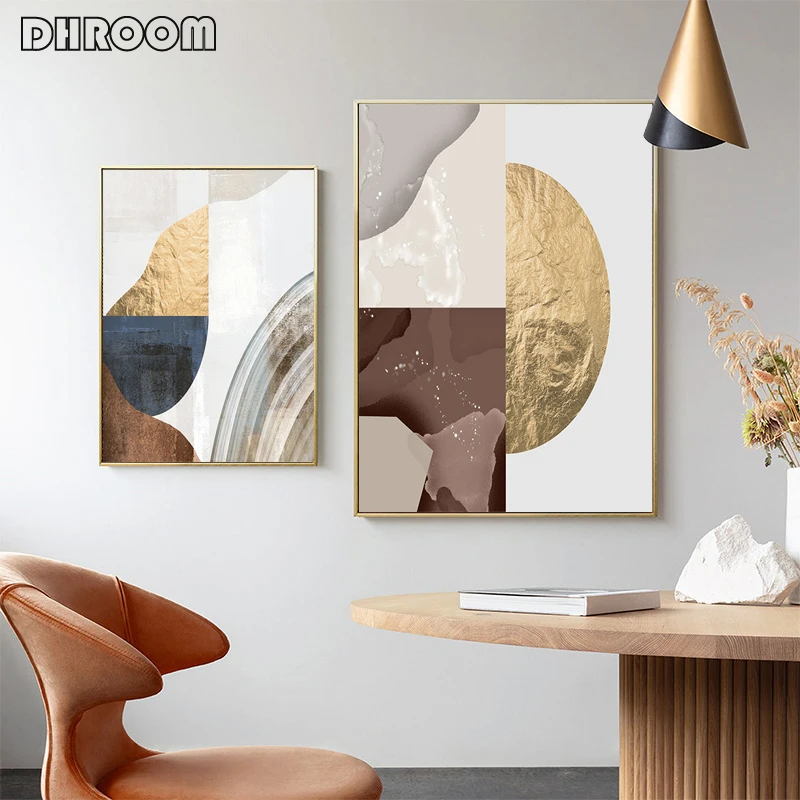 Stampa su tela moderna in marmo astratto stampa su lamina d'oro marrone  Poster dipinti nordici immagini per pareti per soggiorno decorazioni per la  casa