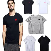 Есть глаза) Модная парная футболка Повседневная дышащая футболка с вышивкой в виде сердца Повседневная летняя одежда для мужчин и женщин