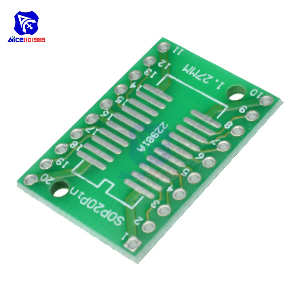 diymore 10PCS/Lot SOP20 SSOP20 TSSOP20 to DIP20 Pitch 0.65/1.27mm IC Adapter Converter PCB Board | Электронные компоненты и