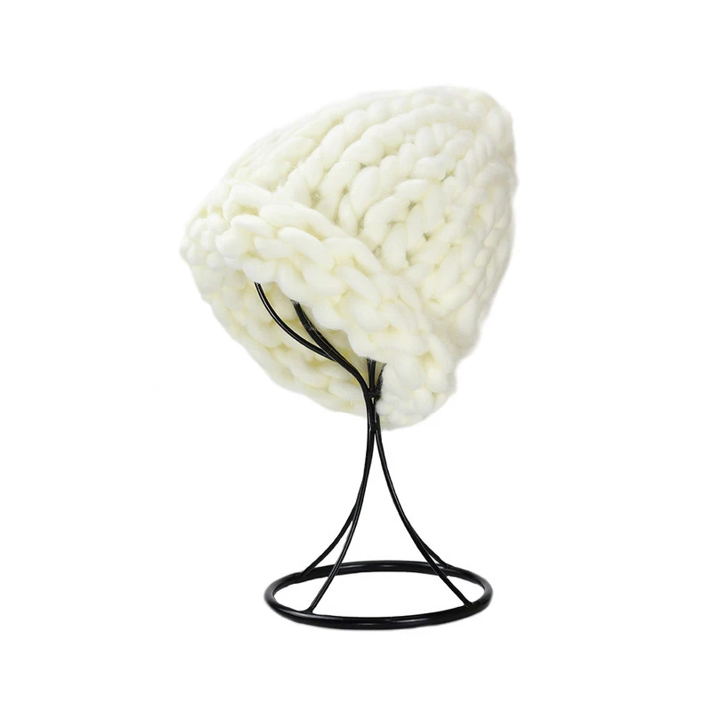 White Women Winter Warm knit hat New manual Coarse wool Weaving fashion crimping outdoor Ski Skullies Beanies cap Female Z184 - Цвет: White