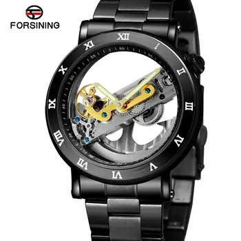 

FORSINING Royal Golden Bridge Watches Men Full Steel Transparent Luminous Hands Dial Top Brand Luxury Auto Mechanical Wristwatch