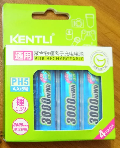 KENTLI 1 5 МВт/ч AA батарея в перезаряжаемая литий полимерная + usb зарядное