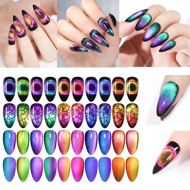 

LILYCUTE 9D Cat Eye Chameleon Magnetic Nail Gel Polish Cat Eye Soak Off Glitter Sequins UV Gel Nail Art Gel Varnish Manicure