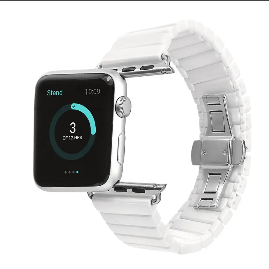 Новая Керамика браслет для apple watch, ремешок 42 мм/38 мм 40 мм 44 бабочка туфли с ремешком и пряжкой ремешок для наручных часов iwatch серии 5/4/3/2/1 ремешок на запястье - Цвет ремешка: ceramic white