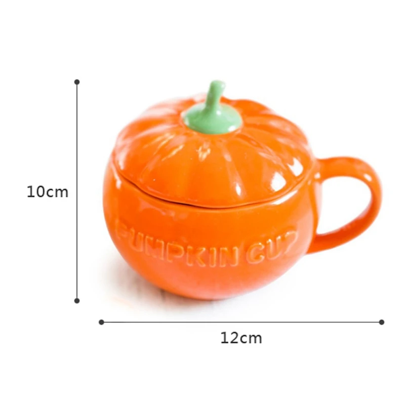 Household Halloween Cute Pumpkin Shape Creative Personality Ceramics With Cover Mug Home Office Drinking Utensils 1PC