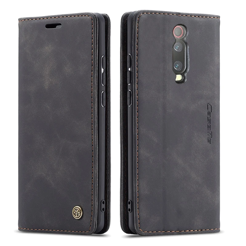 Чехол s для Xiaomi mi 9T 9, чехол, роскошный Магнитный флип-чехол, высокое качество, винтажный кошелек, кожаный чехол для телефона для Red mi K20 Pro Coque - Цвет: Черный