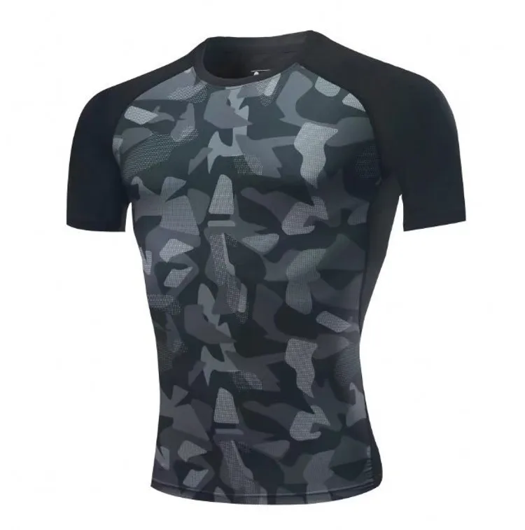 Cross Border for Men Tight Sports Short Sleeve Fitness Plastic Clothes Soft Reduction Comfortable Breathable Quick Drying Clothe