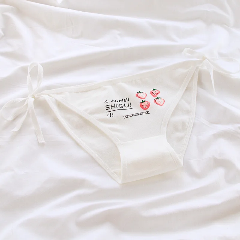Girls Cute Strawberry Underwear Teenage Cotton Panties Sexy Low Rise Briefs Young Girls Lace Up Underwear Culotte Fille - Цвет: 4