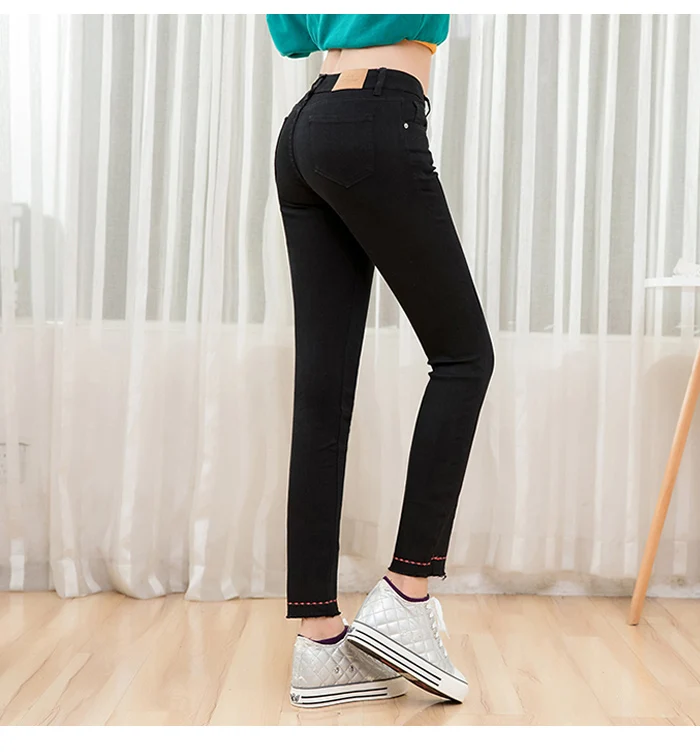 LEIJIJEANS, Новое поступление, модные классические повседневные джинсы, с вышивкой, с усами, для ног, средняя талия, женские джинсы размера плюс, 9199