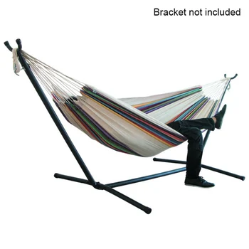 

Striped Large Chair Hammock Portable Canvas Hammock Travel Outdoor Picnic Wooden Swing Chair Camping Hanging Bed Without Stand 1