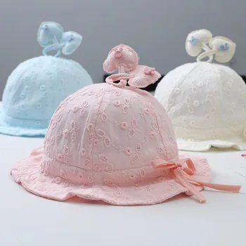

Baby Summer Outdoor Bucket Hat Kids Children Floral Panama Cap Sun Beach Caps Lovely Lace Princess Brim Baby Girl Sun hats