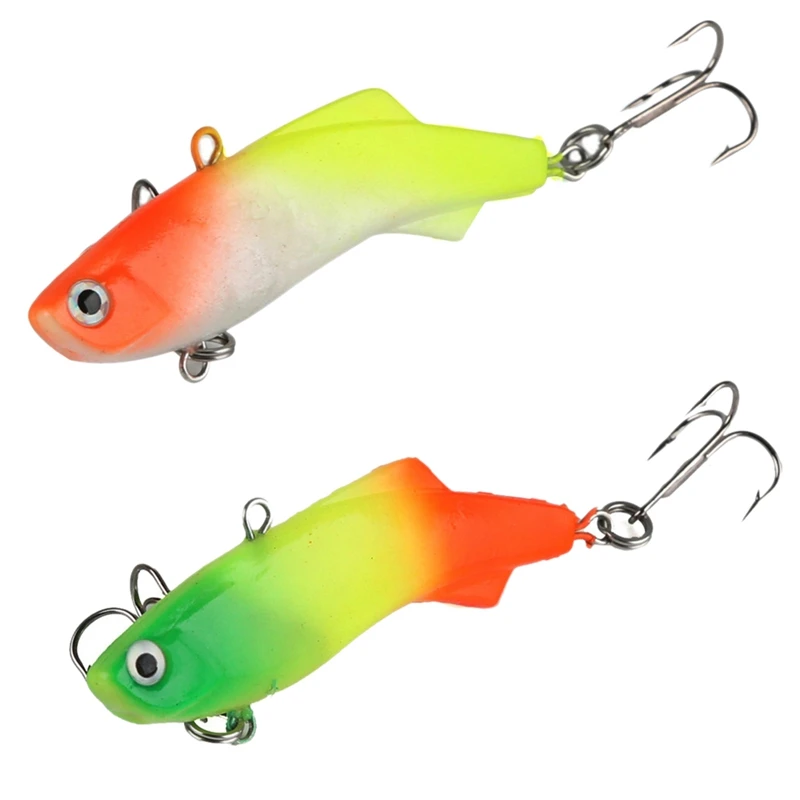 

2 Pcs Winter Fishing Lure Vib Ice Fishing Lure Soft Bait 7Cm 16.7G Isca Artificial Bait Wobbler Sinking Fishing Lure, Color B &
