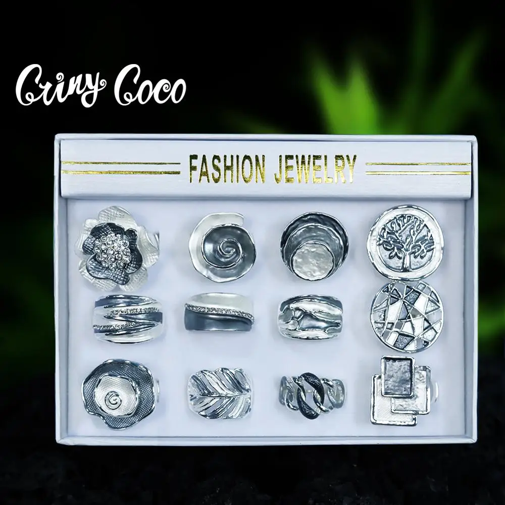 Cring Coco 12 шт. винтажные богемные ювелирные изделия с цветком розы очаровательное дерево живых колец наборы