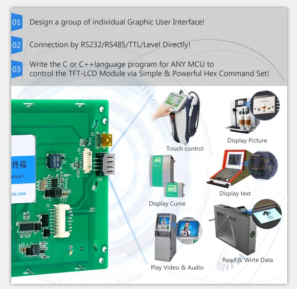 5 inch TFT LCD display module with touch screen and serial interface