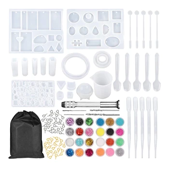 

Resin Mold DIY Kit for Jewelry Making Pendant Necklace Earrings Decoration Jewelry Rack DIY, with Measuring Cup