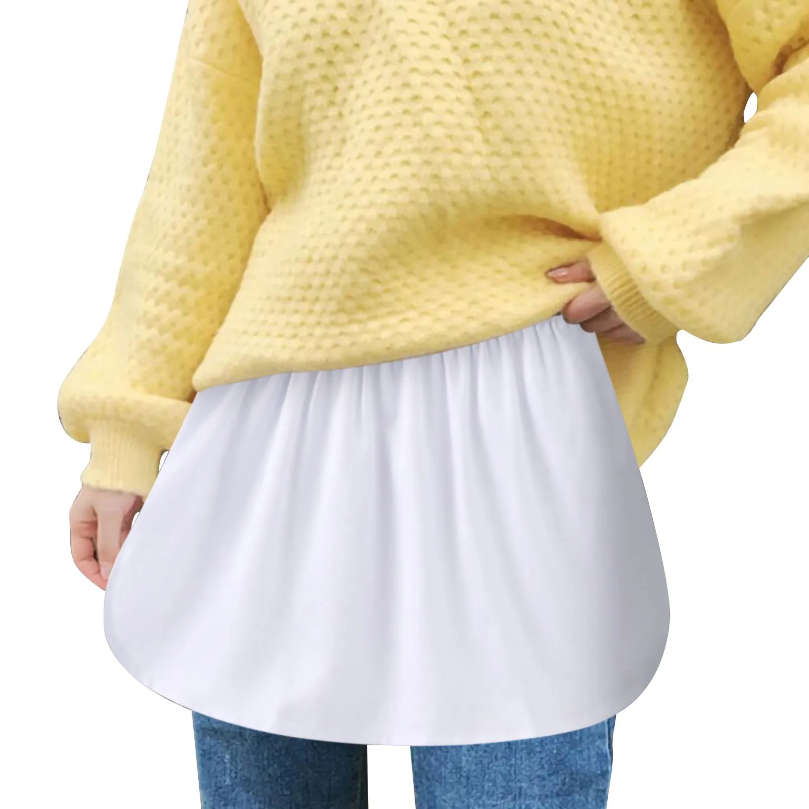 Creative Slips Womens Fake Shirts Hem Underskirts Elastic High Waist Split Half Slips Skirts Hoodies Sweaters Extender Hemline
