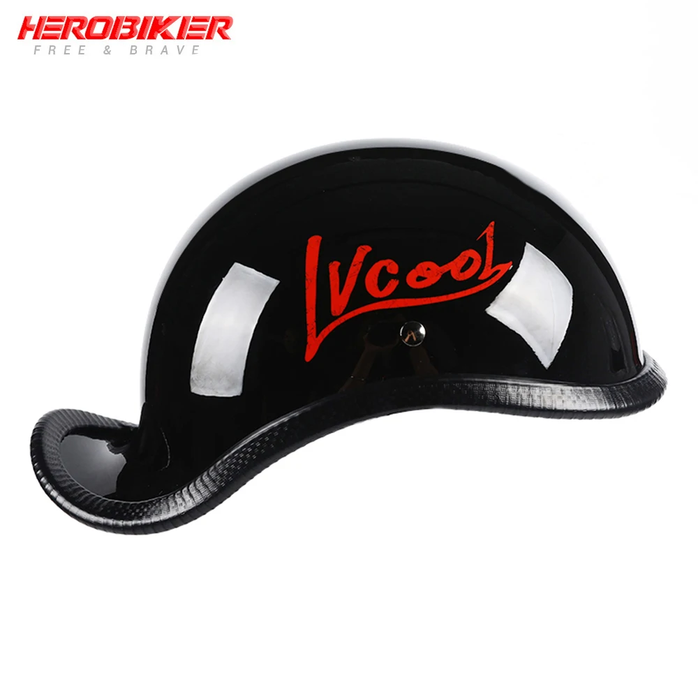 HEROBIKER мотоциклетный шлем с открытым лицом ретро Половина мото Байкерский шлем гоночный Мото шлем внедорожный шлем мото шлем - Цвет: 01-Black-02
