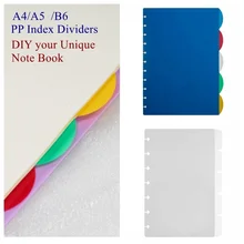 Diviseur d'indexation coloré A4/A5/B6, avec trous en forme de champignon, diviseur de Journal pour classeurs, accessoires pour ordinateurs portables