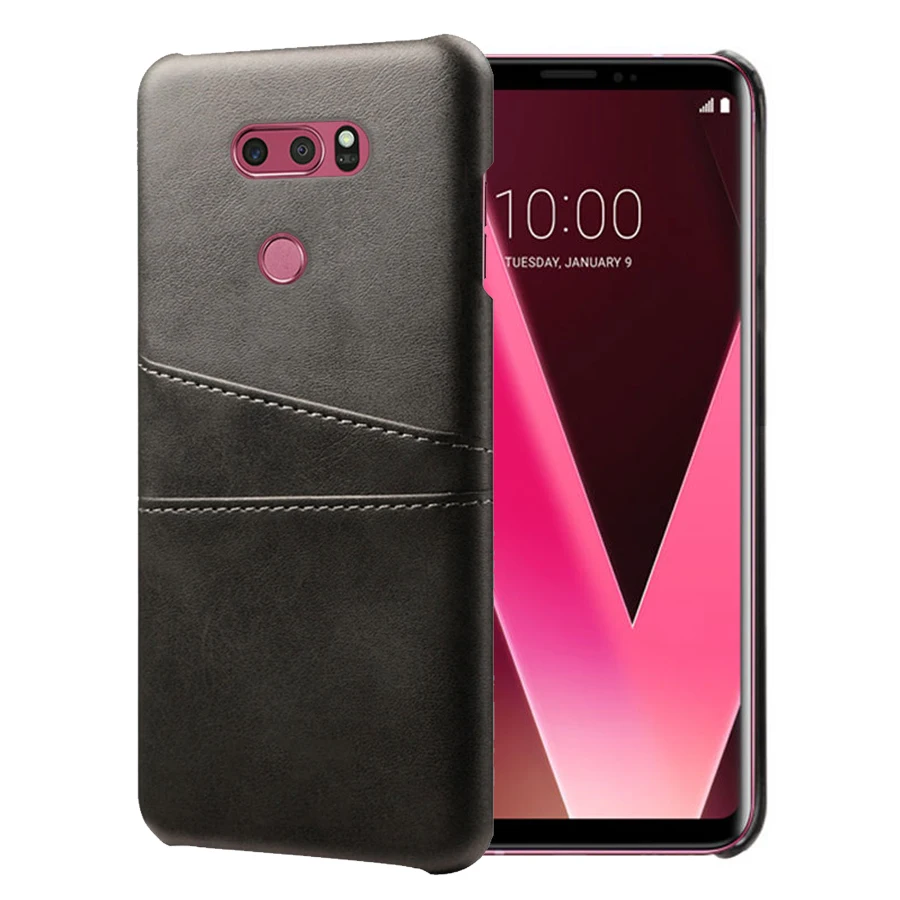Кожаные держатели для телефонов SCK для телефонов LG V10 V20 V30 V40 ThinQ чехол для телефона - Цвет: Черный