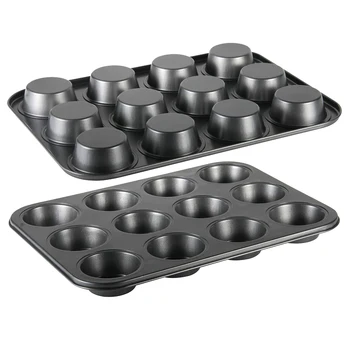 

1/2 Pcs Muffin Pan 12-Cavity Bakeware Non-stick Cupcake Baking Pan Carbon Steel Mold for Oven FPing