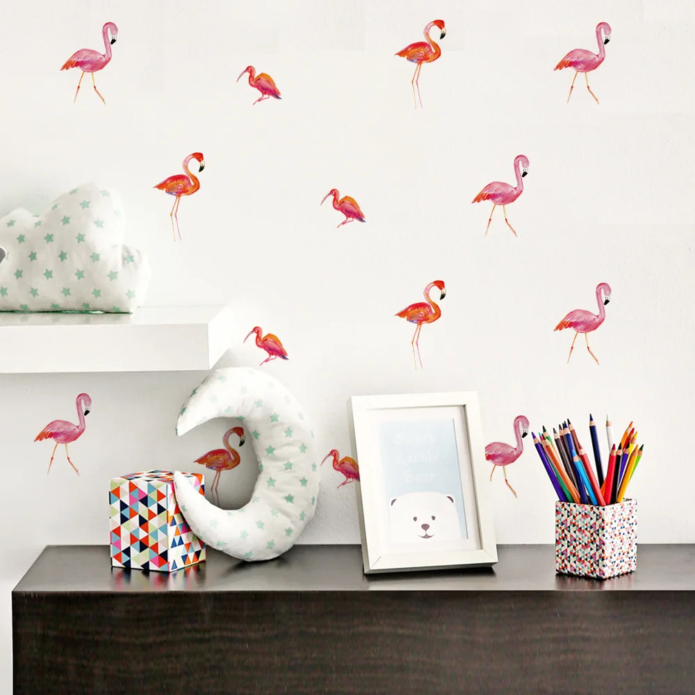 

Wall Sticker Kids Room Decoration for Home Decor Romantic Flamingo Wall Decals Odorless House Decoration Stickers