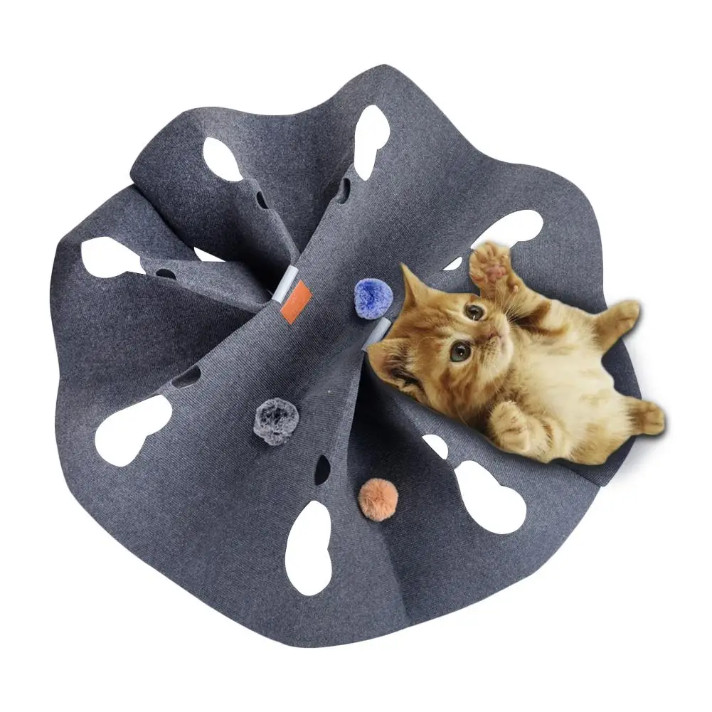 

Cat Toy Blanket 100cm Innovative Training Blanket Flame Retardant Polyester + Alloy + ABS Dark Gray Cat Ball Tunnel Toy Play Mat