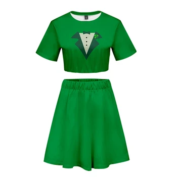 

St. Patrick's Day Short skirt suit Hot Short Sleeve T-shirt and suit St. Patrick's Day Two Piece High Quality Casual New set