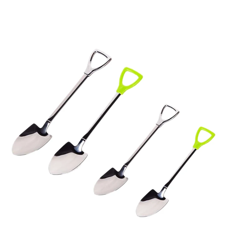 

Creative Personality Shovel Coffee Spoon With Hole Convenient Tableware Stainless Steel Coffee Spoon (4 Large + 4 Small) Silver