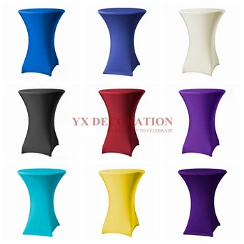 

60/70/80cm Diameter Stretch Round Tablecloth Cocktail Table Cover Spandex Bar Table Cloth Hotel Wedding Party Table Cover Decor