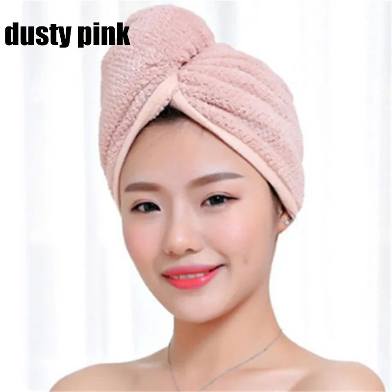 dusty pink Новинка, быстросохнущая шапочка для душа, полотенце, обертка для волос, мягкая микрофибра, банный тюрбан - Цвет: dusty pink