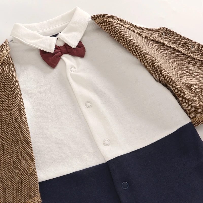 Новинка; Осенний комбинезон в джентльменском стиле для маленьких мальчиков