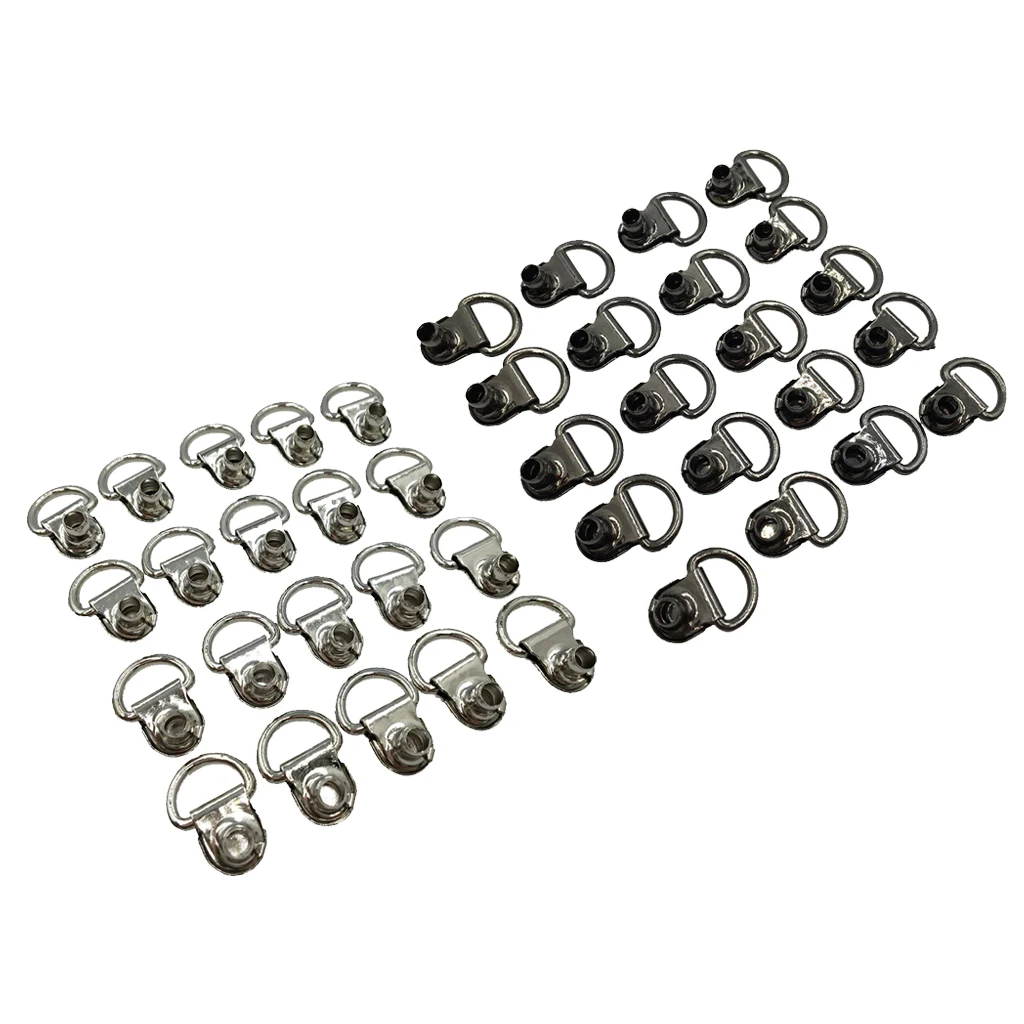 40x Boot Lace Hooks for Camp Hike Climbing Repair Leather Shoes Black Silver