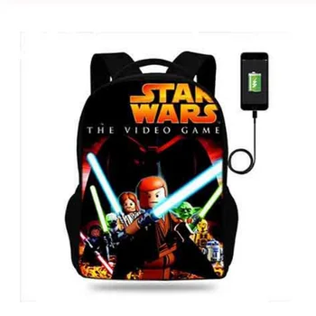

17inch legok star wars Print Backpack Mens USB Charge Rucksack For Teenager Boys&Girls School Bags Laptop Daily Backpacks