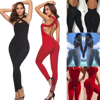 

Women Rompers женские комбинезоны Jumpsuit Fashion Sexy One-piece Sport Jumpsuit Running Fitness Workout Gym Tight Long Pants