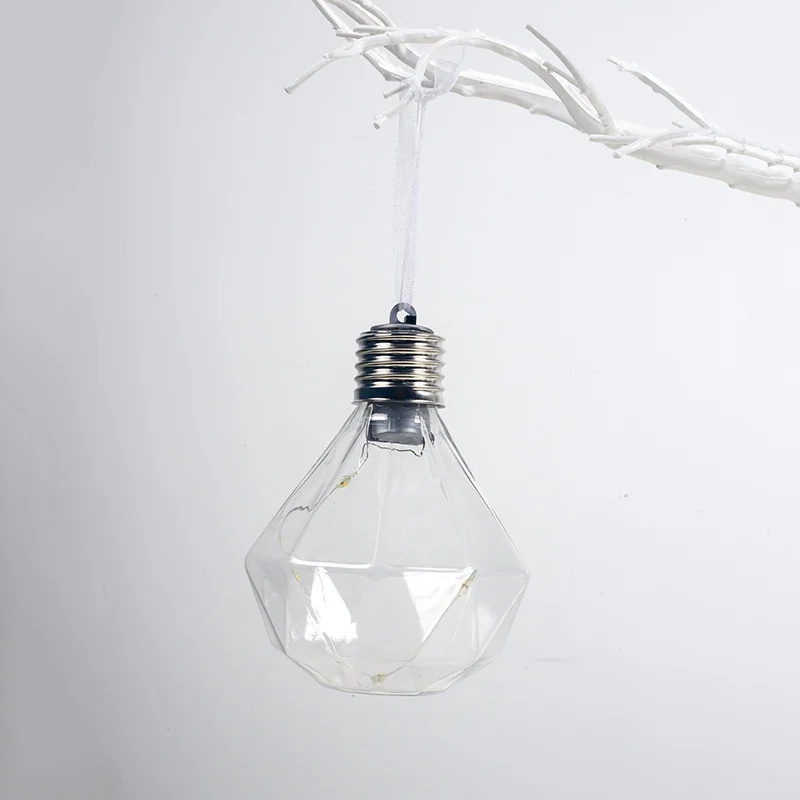 Christmas Transparent LED Bulb Ball Shape Pendants with Warm White Light Xmas Tree Hanging Decoration Ornament - Цвет: E