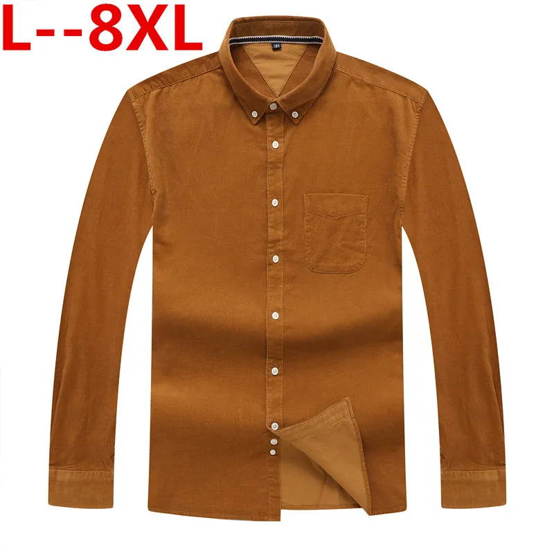 Теплые повседневные вельветовые рубашки 10XL 8XL 6xl из 100% хлопка высокого качества с