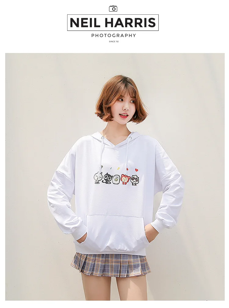 Kawaii Harajuku женские толстовки хлопок сова панда Кот свитшот с лисой женский корейский мягкий свитер джемперы с длинными рукавами