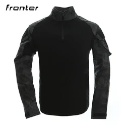 Men Shirt Hunting Black Python Long Sleeve Quick Dry Tactical Frog T-Shirt Tactico Military Camouflage Hiking Clothing