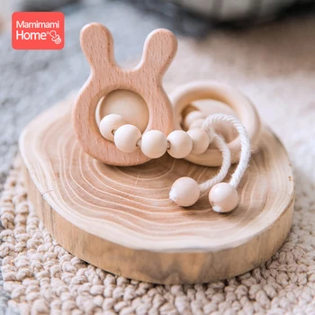 

Baby Wooden Teether 1pc Nursing Bracelets Animal Pendant Beech Rodent Wooden Blank Beads Ring For Toys Children'S Goods Toy Gift