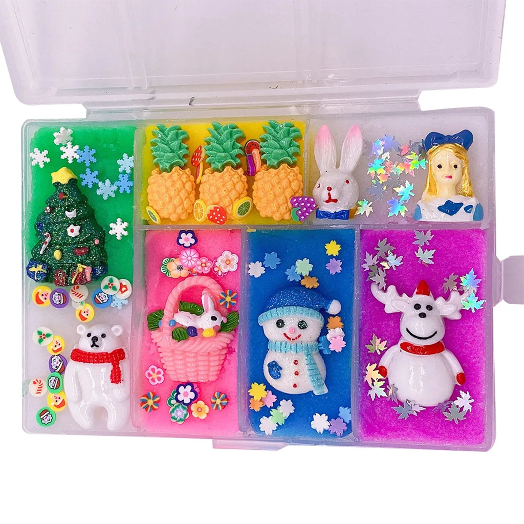 Slime Charms рождественские игрушки Slime DIY глина смешивание облако хлопок грязь Санта Клаус Кристалл Slijm Speelgoed Рождественская игрушка детский подарок