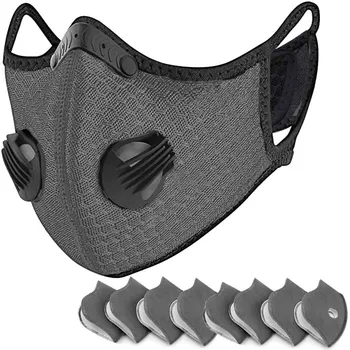 

1Pcs Face Mouth Mask Dustproof Black 8Pcs Activated Carbon Filters Mouthmask For Unisex Anti-dust Mouth Facemask Washable
