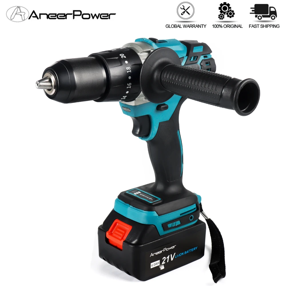 2 Speed Brushless Screwdriver 21V Ice Fishing Electric Cordless 4000 Mah Impact Drill Tools Power For Makita 18V Lithium Battery |