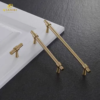 

Kitchen Cabinet Knobs Handle Metal Brass Polished T-shaped Brushed Cabinet Door Handle Furniture Cabinets Knobs and Handles