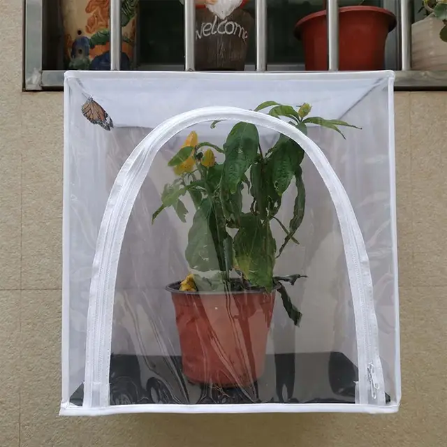 Rovarháló Ketrec Pillangó Élőhely -Kritter Megfigyelő Doboz Hernyóház Dupla Cipzár Rovar Terrárium