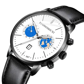 

Hot Sale Fashion Quartz Wrist Watch New Personality Simple Men Watches Men Black Leather Luminous Casual Watch Relogio Masculino