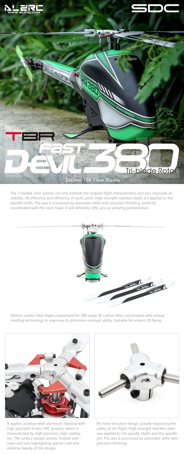 ALZRC-Devil 380 TBR комбо вертолет рама 380 RC вертолет-серебро