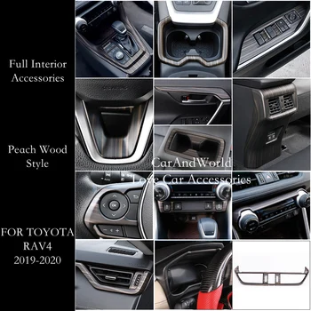 

Car Interior Peach Wood Decoration Accessories For Toyota RAV4 2019 2020 Instrument Console Gear Water Cup Cover Air Vent Trims