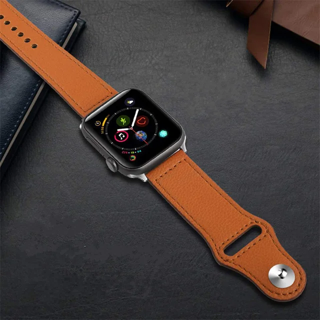 Кожаный ремешок для apple watch band 4 5 44 мм 40 мм iwatch band 42 мм 38 мм Браслет apple watch 4 3 2 1 Аксессуары спортивный ремешок для часов - Цвет ремешка: S Brown